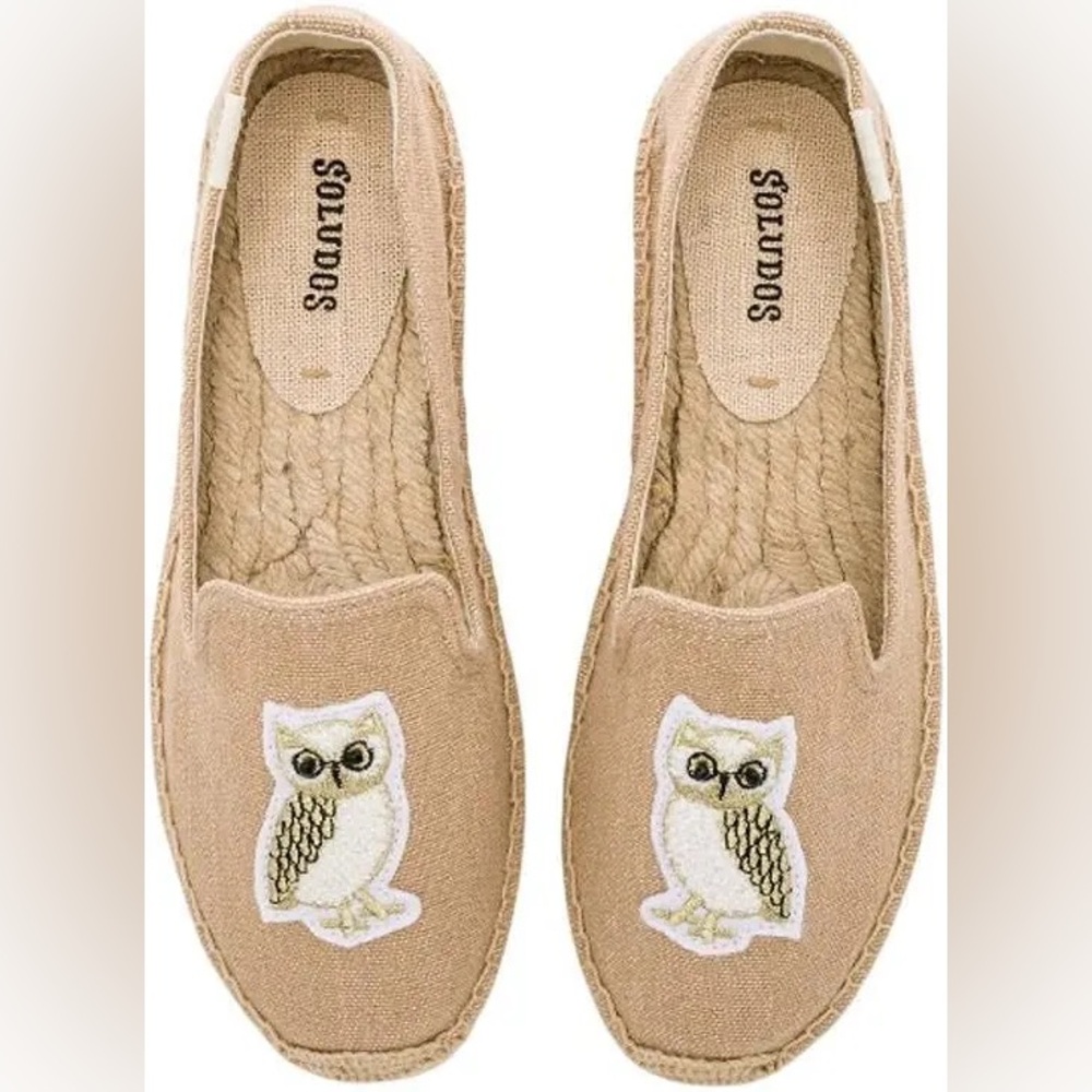 Soludos Women’s Size 6 Tan Owl Embroidered Espadrilles